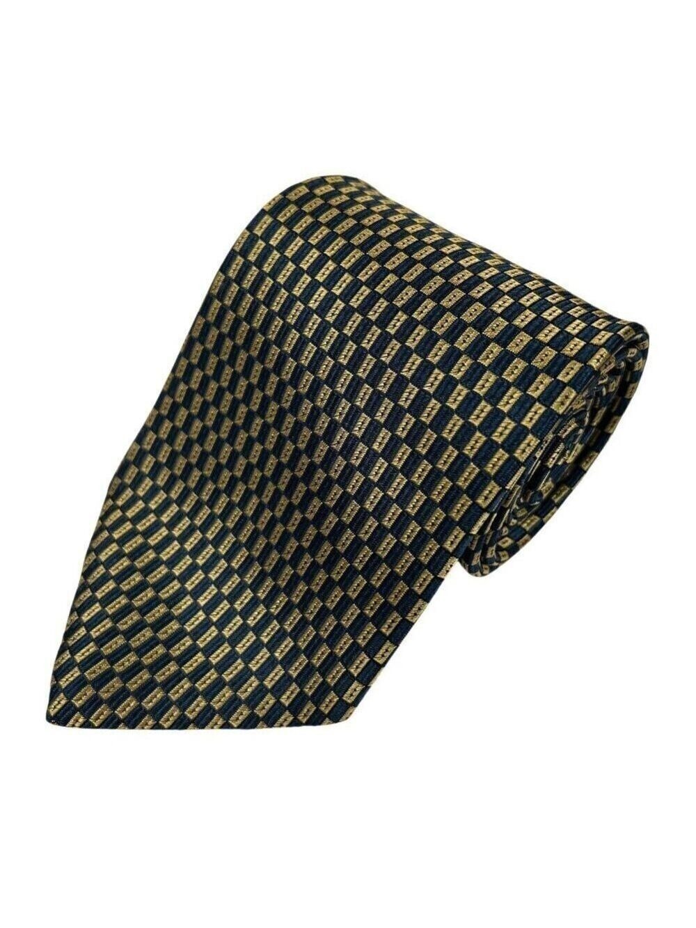 Countess Mara Men's Gold Black Geometric Silk Necktie Tie
